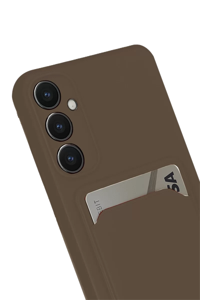 Samsung Galaxy S24 FE Kılıf Kelvin Kartvizitli Silikon - Kahverengi