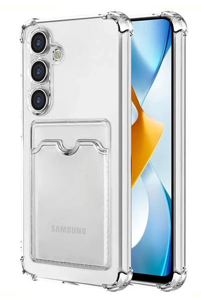 Samsung Galaxy S24 Kılıf Kart Şeffaf Silikon - Şeffaf