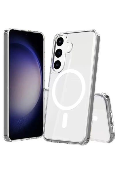 Samsung Galaxy S24 Kılıf Magneticsafe Şeffaf Silikon - Şeffaf