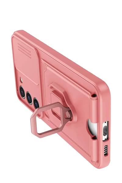 Samsung Galaxy S24 Plus Kılıf Zuma Kartvizitli Yüzüklü Silikon - Pembe