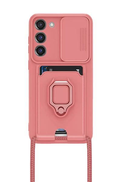 Samsung Galaxy S24 Plus Kılıf Zuma Kartvizitli Yüzüklü Silikon - Pembe
