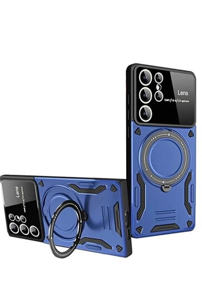 Samsung Galaxy S24 Ultra Kılıf Joy Lens Standlı Kapak - Lacivert