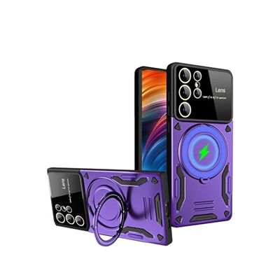 Samsung Galaxy S24 Ultra Kılıf Joy Lens Standlı Kapak - Mor
