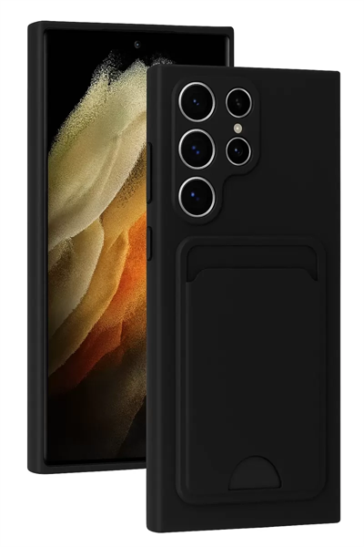 Samsung Galaxy S24 Ultra Kılıf Kelvin Kartvizitli Silikon - Siyah