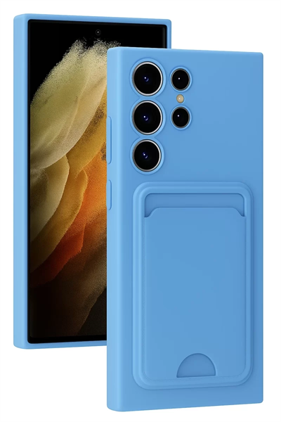 Samsung Galaxy S24 Ultra Kılıf Kelvin Kartvizitli Silikon - Mavi