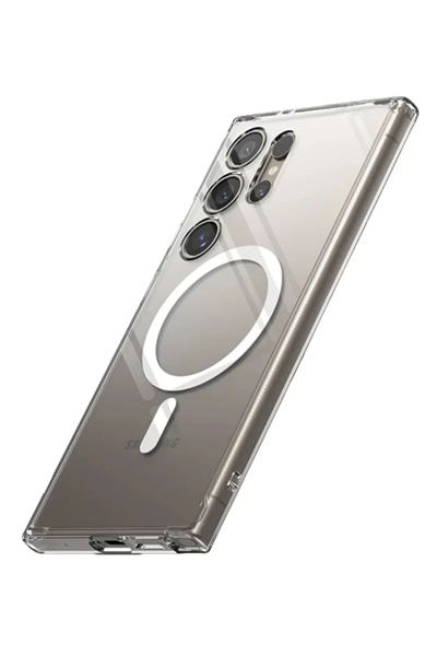 Samsung Galaxy S24 Ultra Kılıf Magneticsafe Şeffaf Silikon - Şeffaf