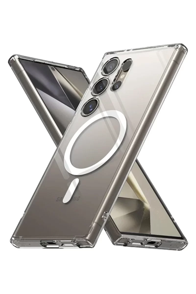 Samsung Galaxy S24 Ultra Kılıf Magneticsafe Şeffaf Silikon - Şeffaf