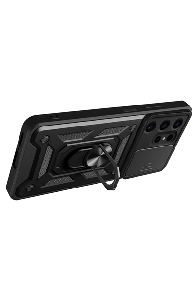 Samsung Galaxy S24 Ultra Kılıf Pars Lens Yüzüklü Silikon - Lacivert