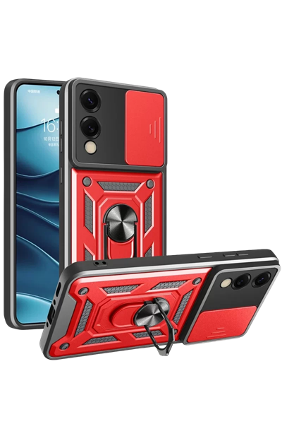 Samsung Galaxy S25 Edge Pars Lens Yüzüklü Silikon - Kırmızı