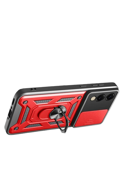 Samsung Galaxy S25 Edge Pars Lens Yüzüklü Silikon - Kırmızı
