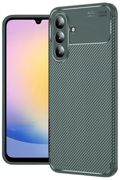 Samsung Galaxy S25 FE Auto Focus Karbon Kapak - Koyu Yeşil
