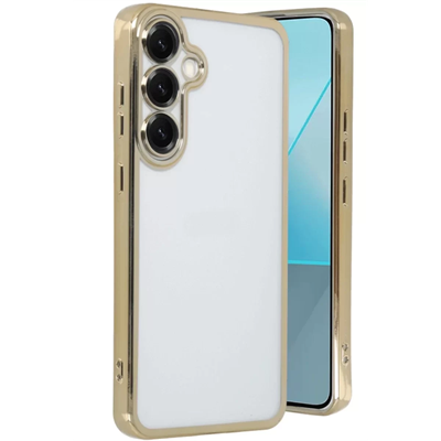 Samsung Galaxy S25 Kılıf Lensli Silikon - Gold