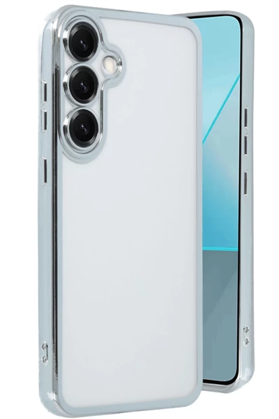 Samsung Galaxy S25 Kılıf Lensli Silikon - Gümüş