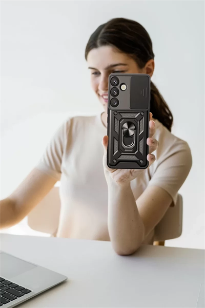 Samsung Galaxy S25 Plus Kılıf Pars Lens Yüzüklü Silikon - Kırmızı