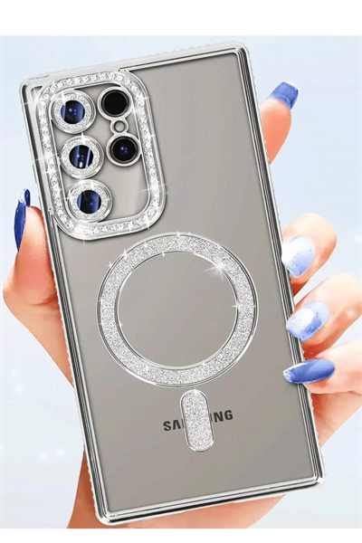 Samsung Galaxy S25 Ultra Kılıf Joke Simli Magneticsafe Kılıf - Siyah