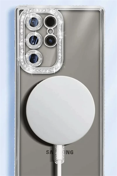 Samsung Galaxy S25 Ultra Kılıf Joke Simli Magneticsafe Kılıf - Derin Mor