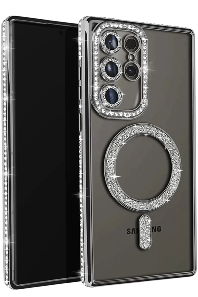 Samsung Galaxy S25 Ultra Kılıf Joke Simli Magneticsafe Kılıf - Siyah