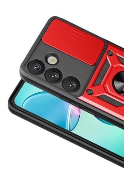 Samsung Galaxy S26 Pars Lens Yüzüklü Silikon - Kırmızı