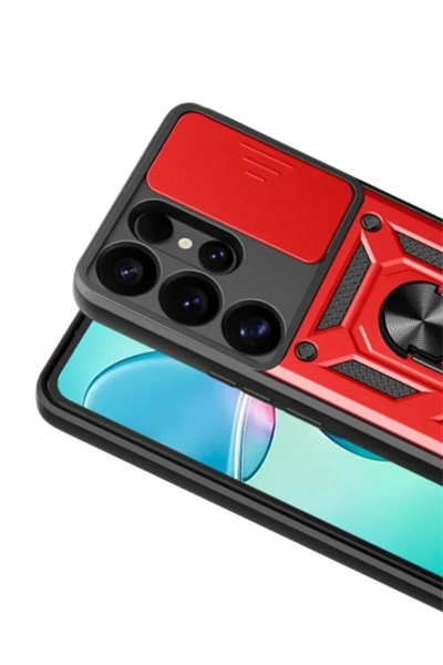 Samsung Galaxy S26 Ultra Pars Lens Yüzüklü Silikon - Kırmızı
