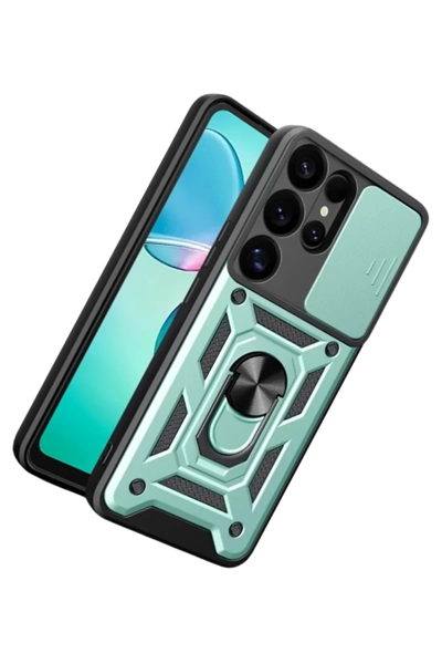 Samsung Galaxy S26 Ultra Pars Lens Yüzüklü Silikon - Yeşil