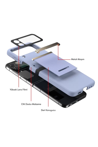 Samsung Galaxy Z Flip 3 Kılıf Belt Flip Kapak - Siyah