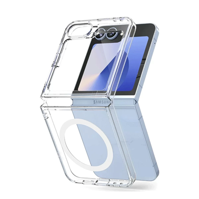 Samsung Galaxy Z Flip 6 Kılıf Magneticsafe Şeffaf Silikon - Şeffaf