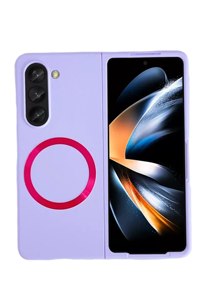 Samsung Galaxy Z Fold 5 Kılıf Mata Fold Kapak - Lila