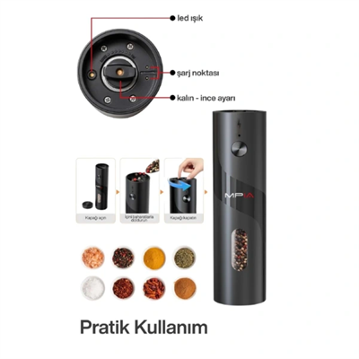 Şarjlı Baharat Öğütücü 100 ml