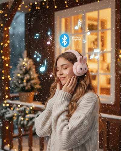 Şarjlı Kablosuz Tavşan Tasarımlı Bluetooth Kulaklık TF Kart Girişli