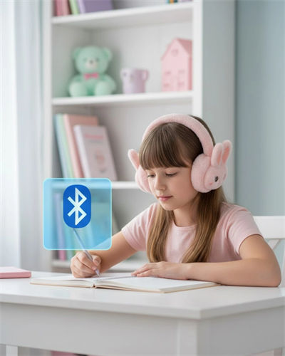 Şarjlı Tavşan Tasarımlı Kablosuz Bluetooth Kulaklık Stereo Ses ve Hafıza Kart Destekli
