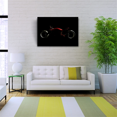 Siyah Fonda Kırmızı Futuristik Motosiklet Kanvas Tablo 50 x 70