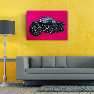 Siyah Spor Futuristik Motosiklet Kanvas Tablo 50 x 70
