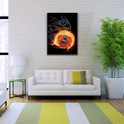 Siyah ve Turuncu Tonlarda  Spor Motosiklet Kanvas Tablo 50 x 70