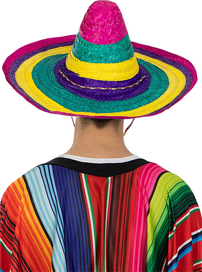 Sombrero Meksika Şapkası Renkli Örme Hasır Yetişkin Boy