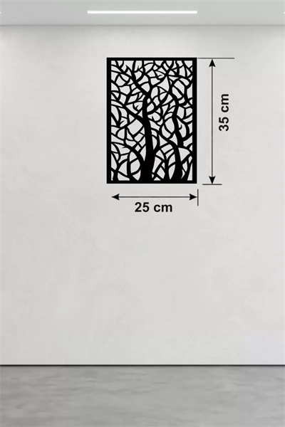 Soyut Ağaç Dalları Ahşap Duvar Tablosu - 25x35 cm Lazer Kesim Dekoratif Pano