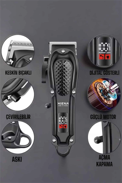 Suya Dayanıklı Tıraş Makinesi Keskin Bıçaklı Dijital Göstergeli Şarjlı