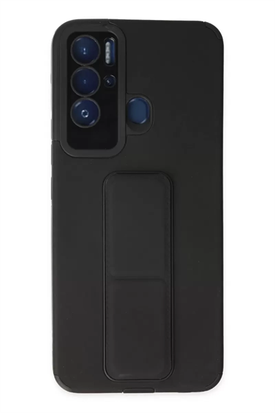 Tecno Pova Neo Kılıf Mega Standlı Silikon - Siyah