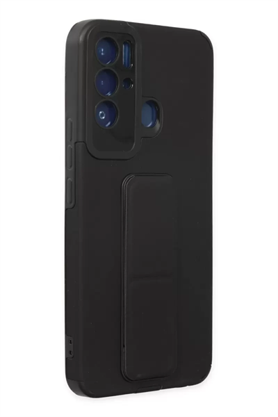 Tecno Pova Neo Kılıf Mega Standlı Silikon - Siyah