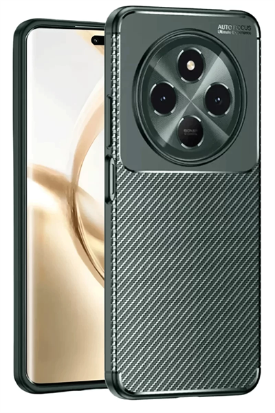 Tecno Spark 30 Kılıf Auto Focus Karbon Kapak - Koyu Yeşil