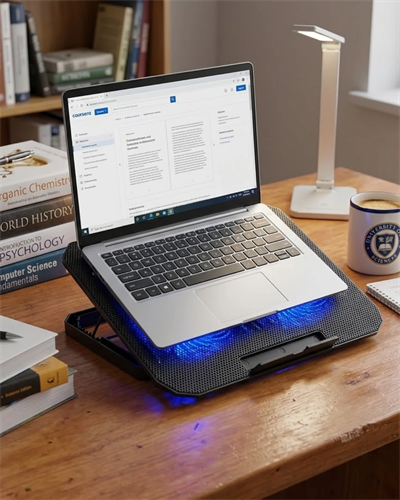 USB Girişli Laptop Soğutma Standı Çift Fan Mavi Işıklı Notebook Soğutucu