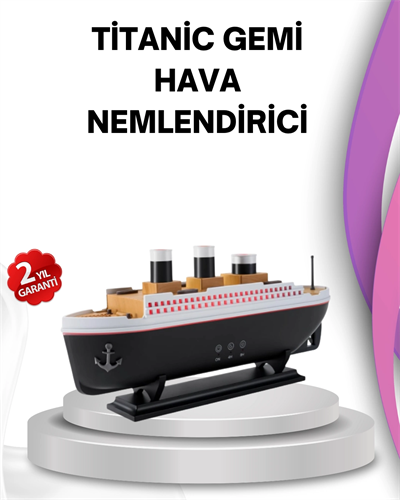 Ultra Sessiz Titanik Gemi LED Işıklı Aroma Difüzörü Oda Nemlendirici