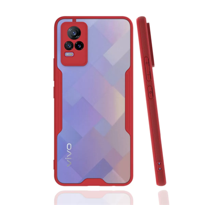 Vivo V21e Kılıf Platin Silikon - Kırmızı