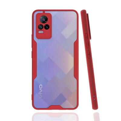 Vivo V21e Kılıf Platin Silikon - Kırmızı