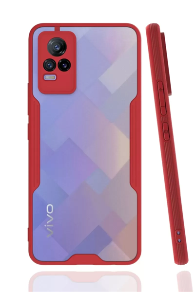 Vivo V21e Kılıf Platin Silikon - Kırmızı
