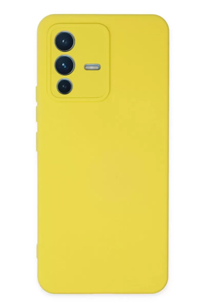 Vivo V23 5G Kılıf Nano içi Kadife Silikon - Sarı