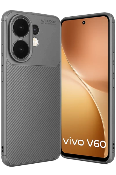 Vivo V60 5G Auto Focus Karbon Kapak - Gri