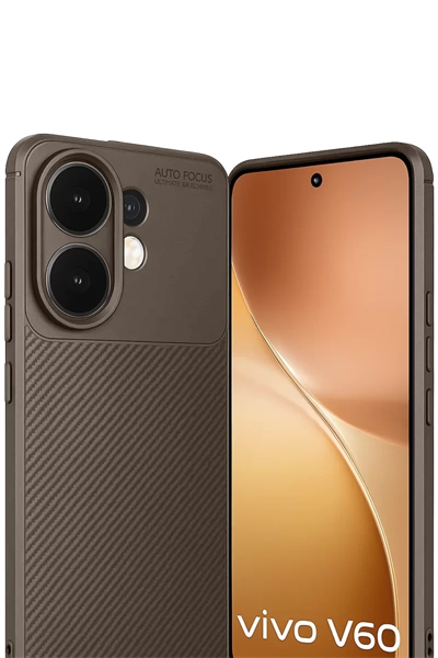 Vivo V60 5G Auto Focus Karbon Kapak - Kahverengi