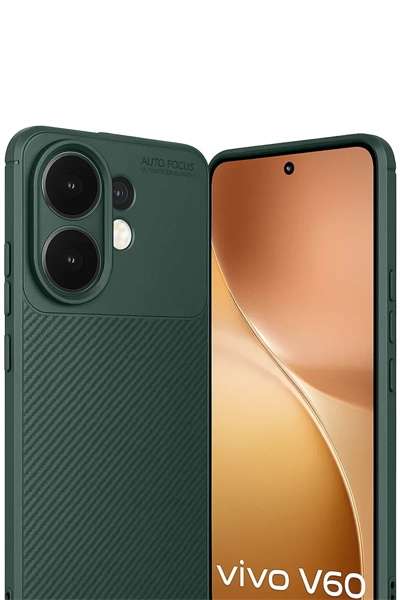 Vivo V60 5G Auto Focus Karbon Kapak - Koyu Yeşil