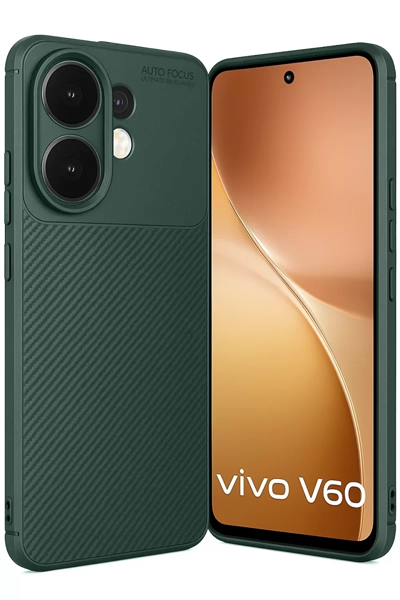 Vivo V60 5G Auto Focus Karbon Kapak - Koyu Yeşil