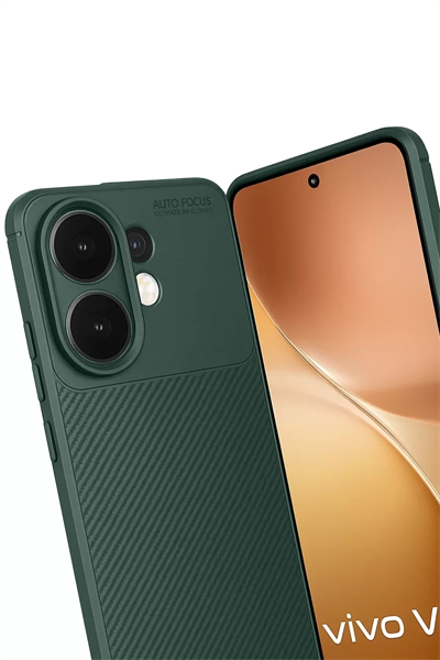 Vivo V60 5G Auto Focus Karbon Kapak - Koyu Yeşil